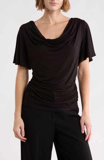 Flutter Sleeve Cowl Neck Top