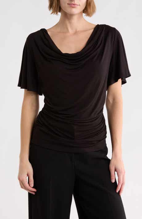 Flutter Sleeve Cowl Neck Top