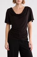 Renee C Flutter Sleeve Cowl Neck Top