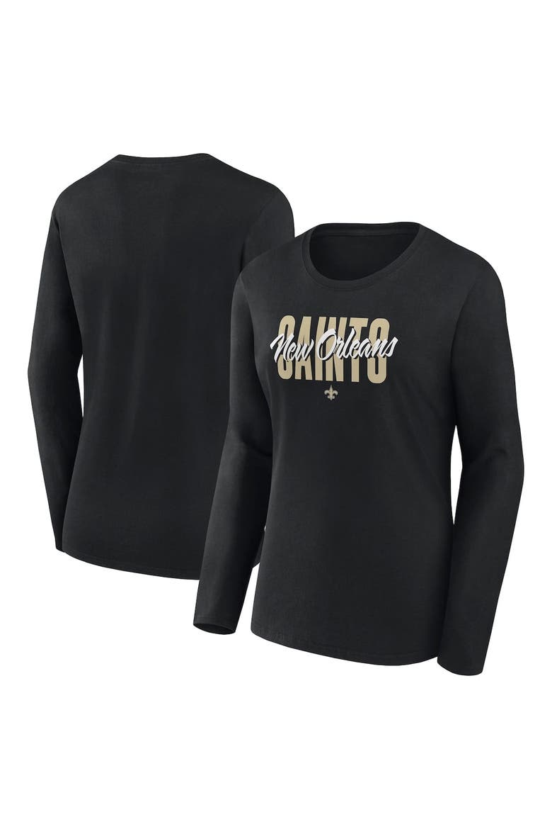 Women's Logo Athletic Black New Orleans Saints Grip Long Sleeve T-Shirt, Alternate, color, Black