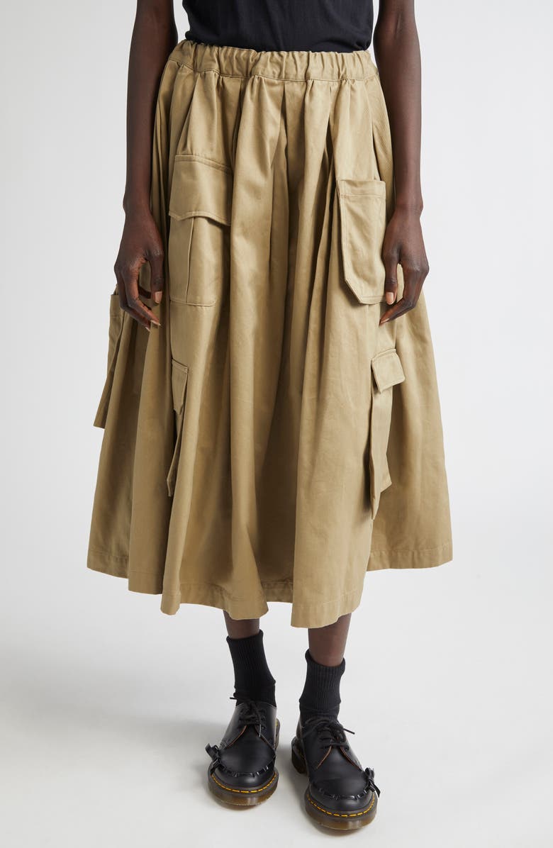 Comme des Garçons Comme des Garçons Garment Washed Cotton Twill Cargo Skirt, Main, color, 