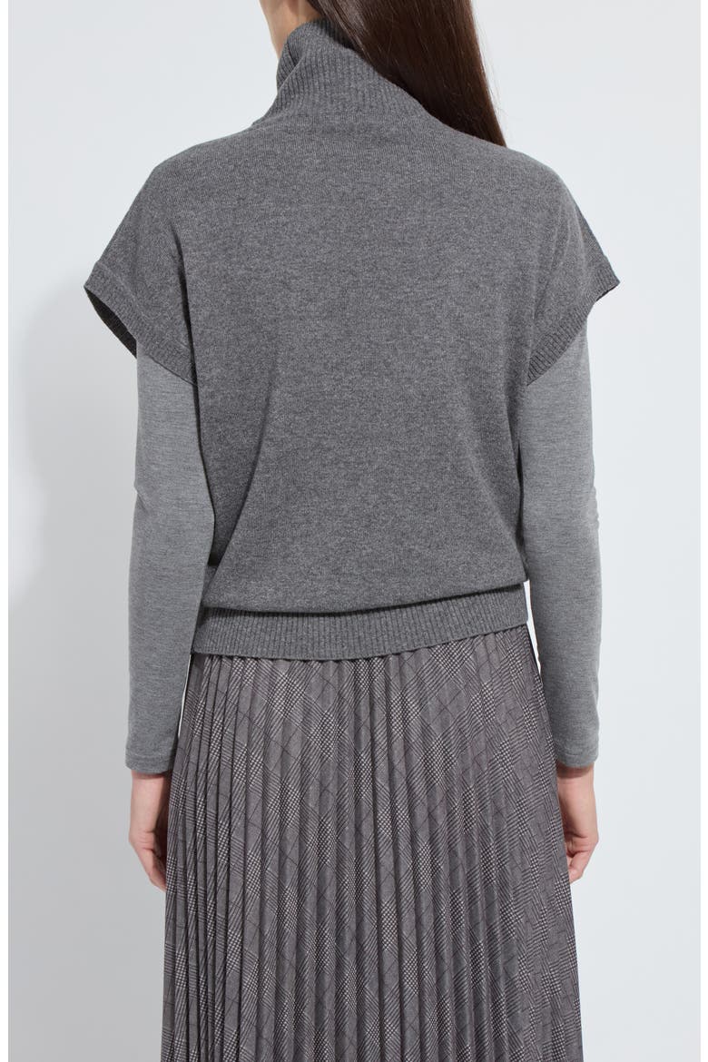 Short Sleeve Turtleneck Cashmere Sweater, Alternate, color, DERBY GREY