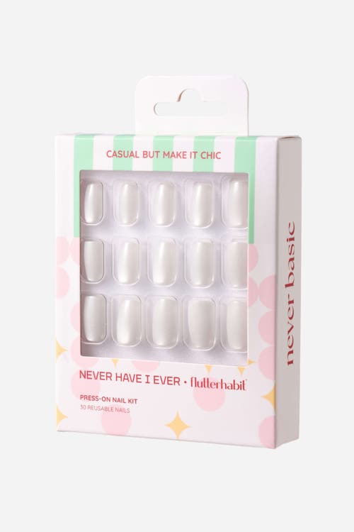 Never Have I Ever Casual But Make It Chic Square Press On Nails In White