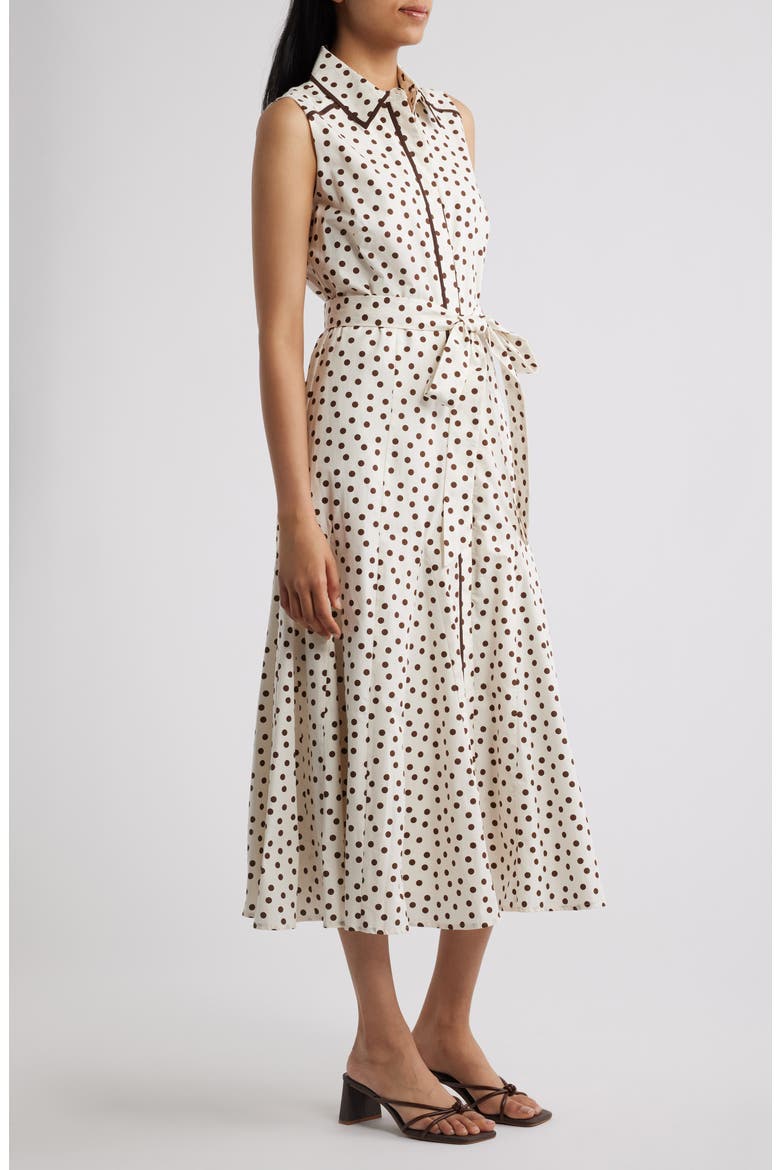 Polka Dot Midi Shirtdress, Alternate, color, WHITE / DARK CHOCOLATE