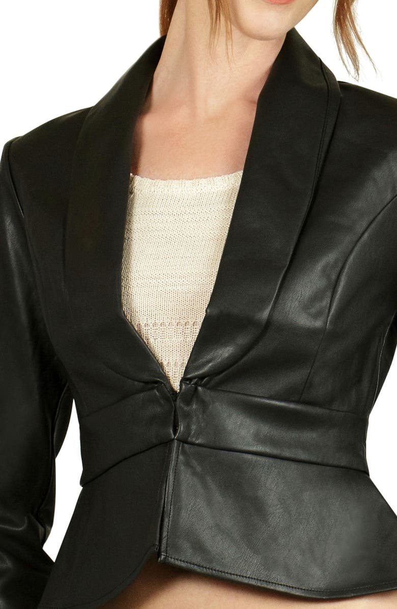 NIKKI LUND Faux Leather Peplum Jacket, Alternate, color, Black