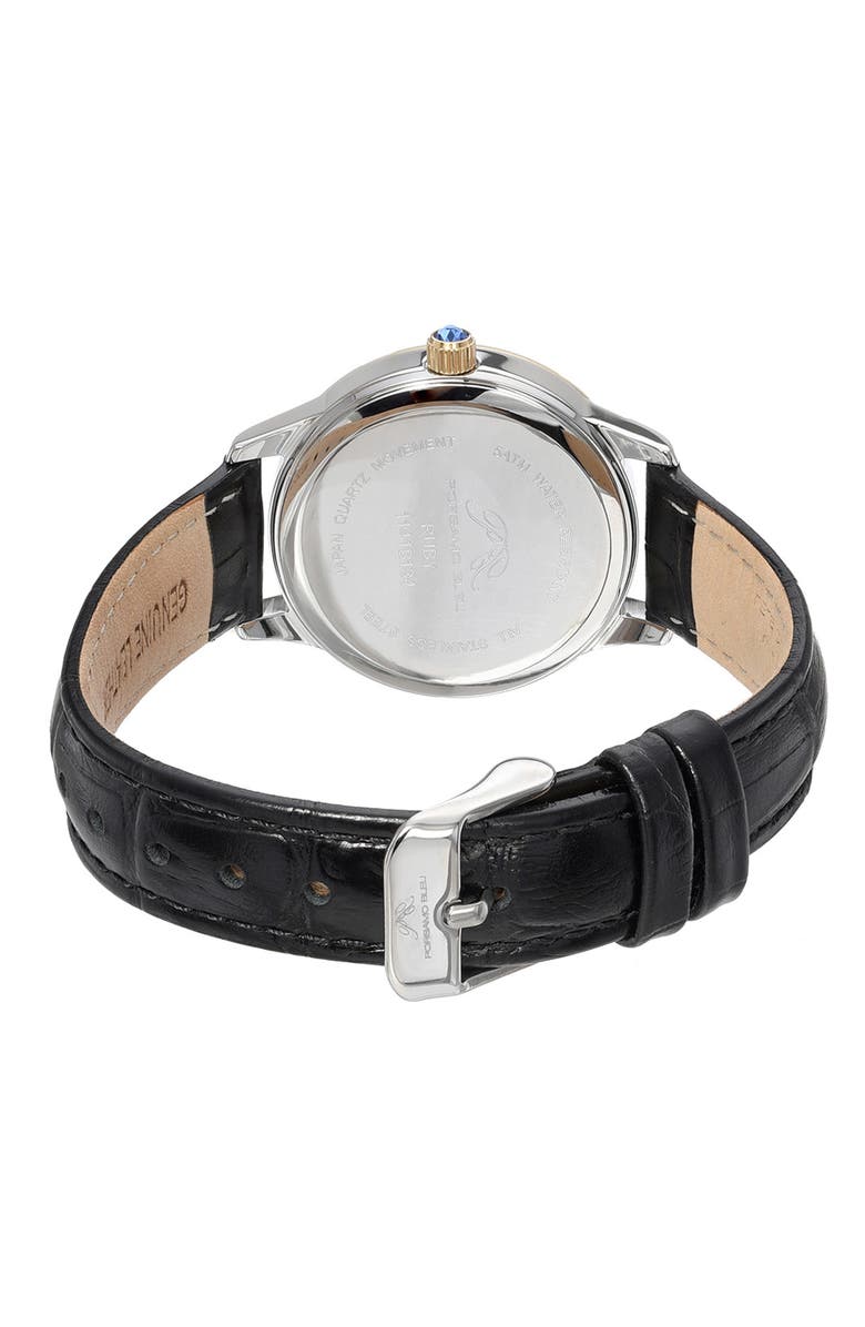 PORSAMO BLEU Ruby Sunray Croc Embossed Leather Strap Watch, 34mm, Alternate, color,