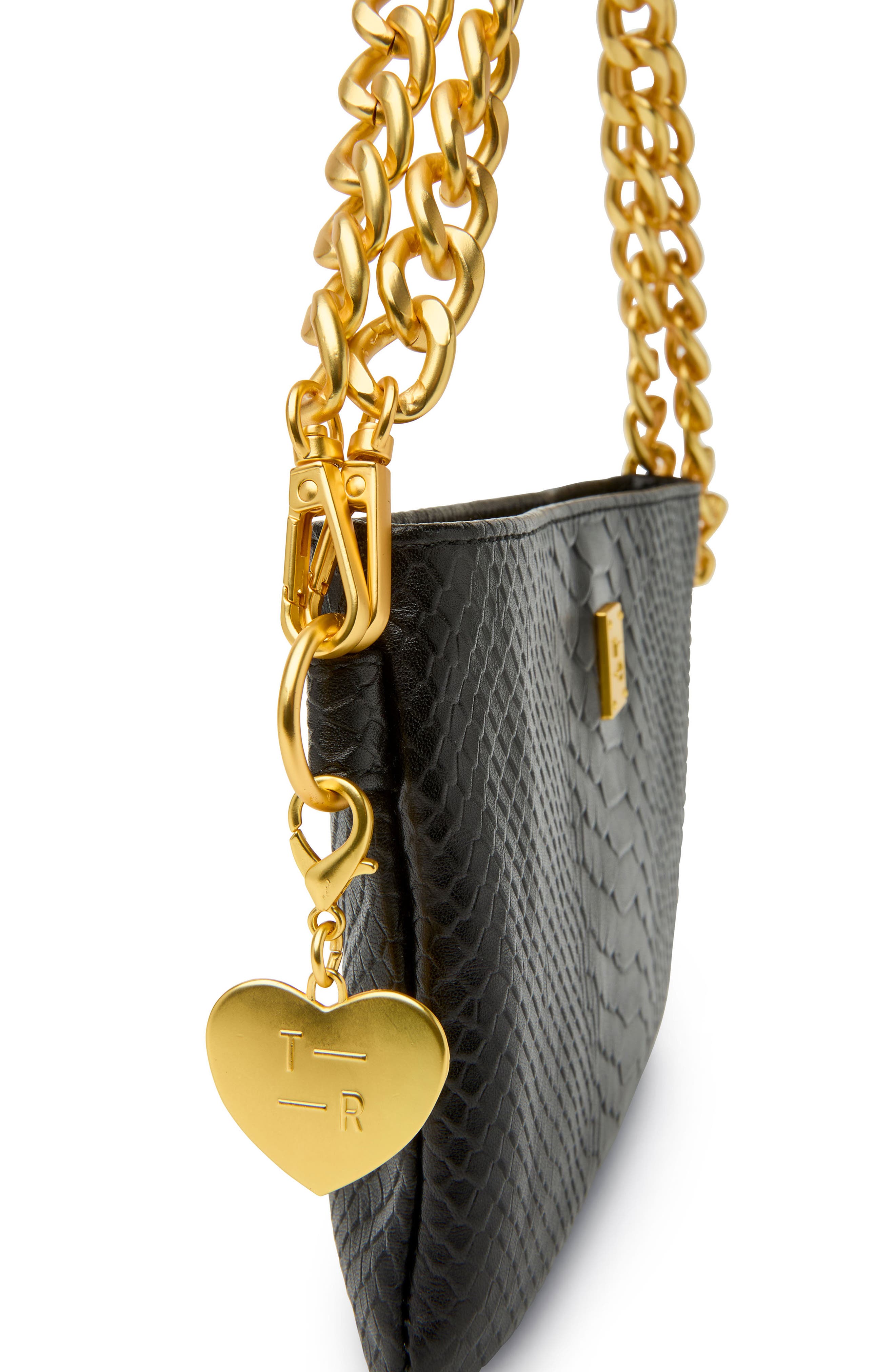THINK ROYLN Fame Croc Embossed Leather Crossbody Bag, Alternate, color, Black Python Leather