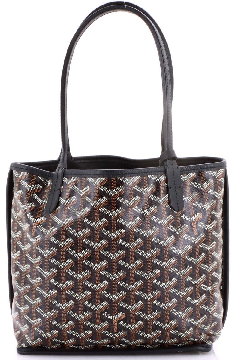Pre-Owned Goyard Anjou Reversible Tote Coated Canvas Mini, Alternate, color, Black