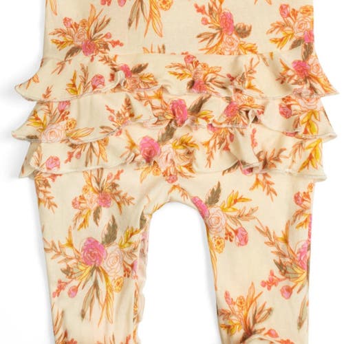 Milkbarn Organic Cotton Ruffle Zipper Footed Romper In Multi