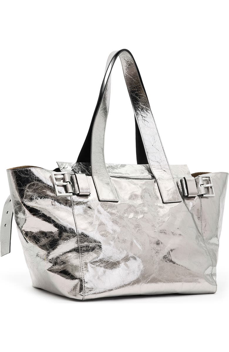 AllSaints Perez Metallic Leather Shoulder Tote, Alternate, color,