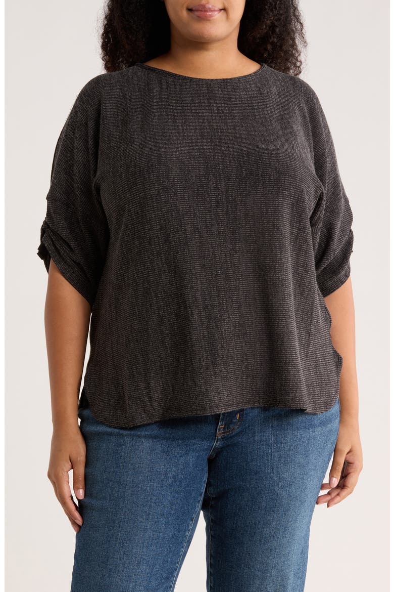 Cinched Sleeve Top, Main, color, CHAR/ BLACK