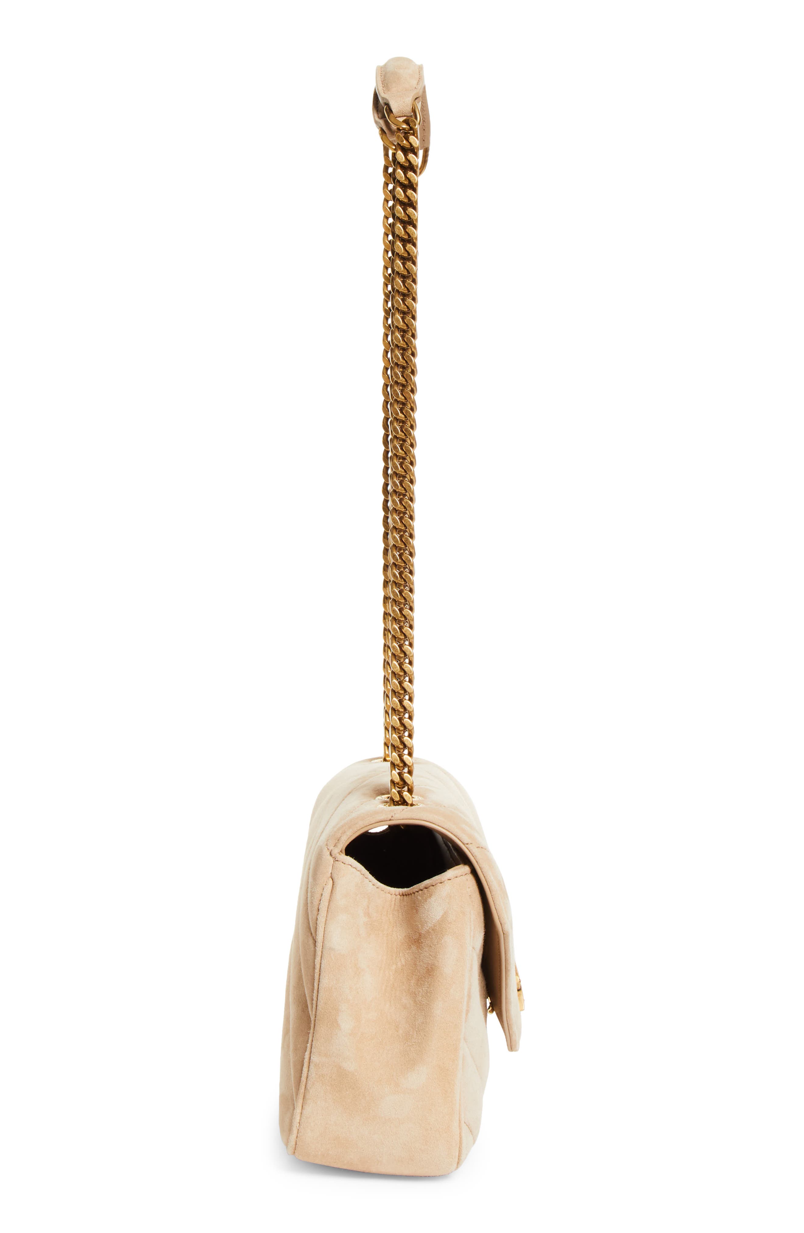 Saint Laurent Small Loulou Chain Leather Shoulder Bag, Alternate, color, Soft Beige