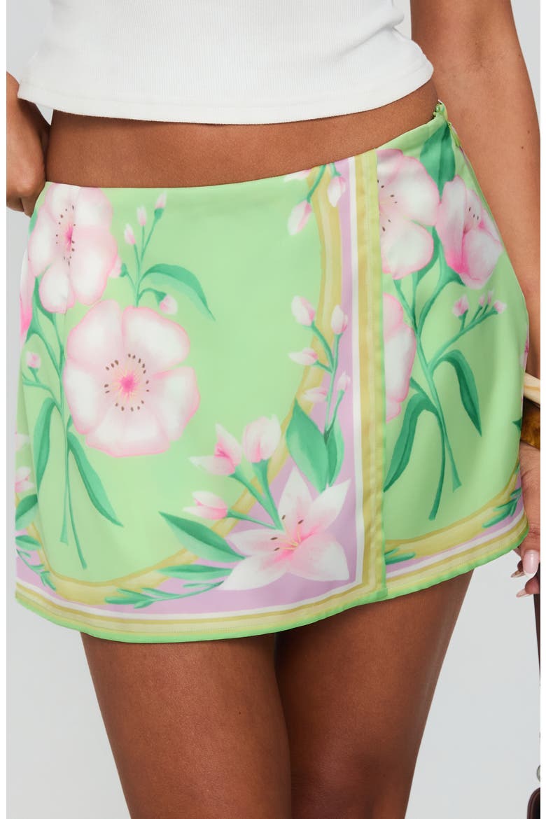 Provoke Floral Wrap Miniskirt, Alternate, color, GREEN FLORAL