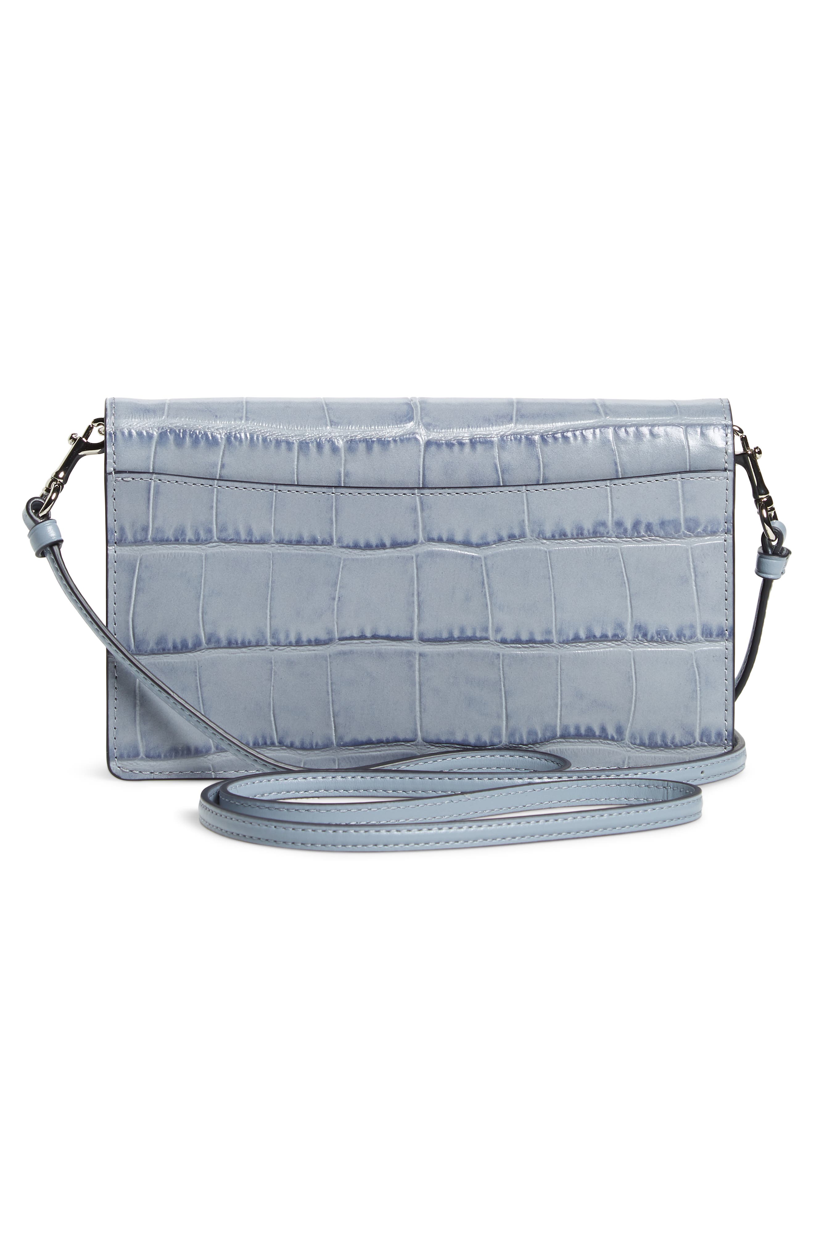Hayden Croc Embossed Leather Convertible Crossbody Bag, Alternate, color, MIST