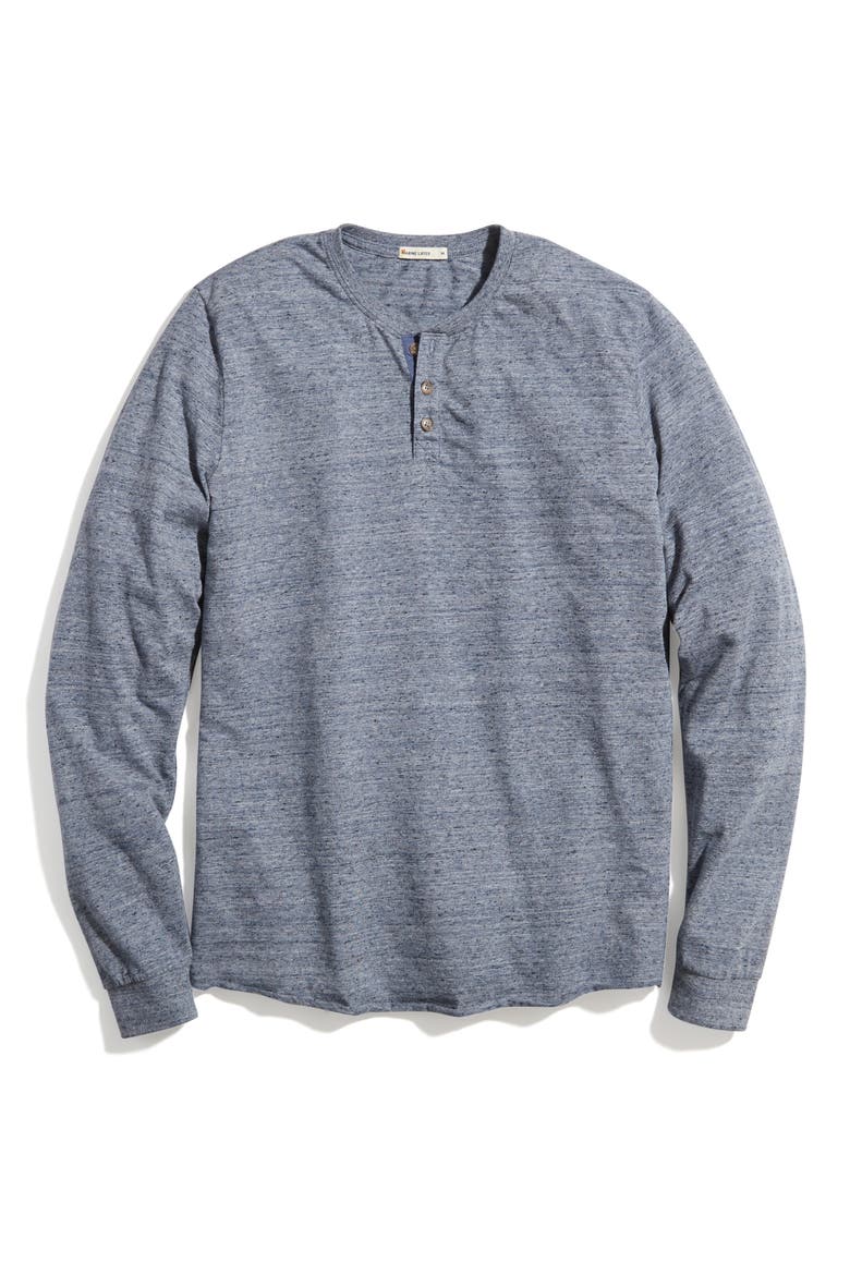 Cotton Blend Long Sleeve Henley, Alternate, color, DENIM HEATHER NEPS CORE