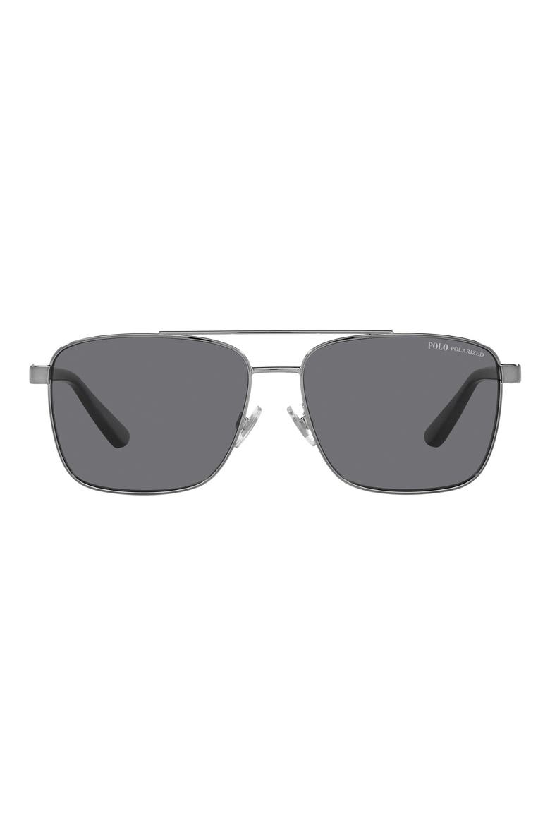 59mm Polarized Pillow Sunglasses, Main, color, SHINY GUNMETAL / POLAR GREY