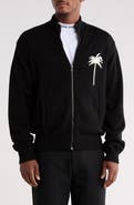 Palm Angels Palm Tree Cotton & Wool Zip Cardigan