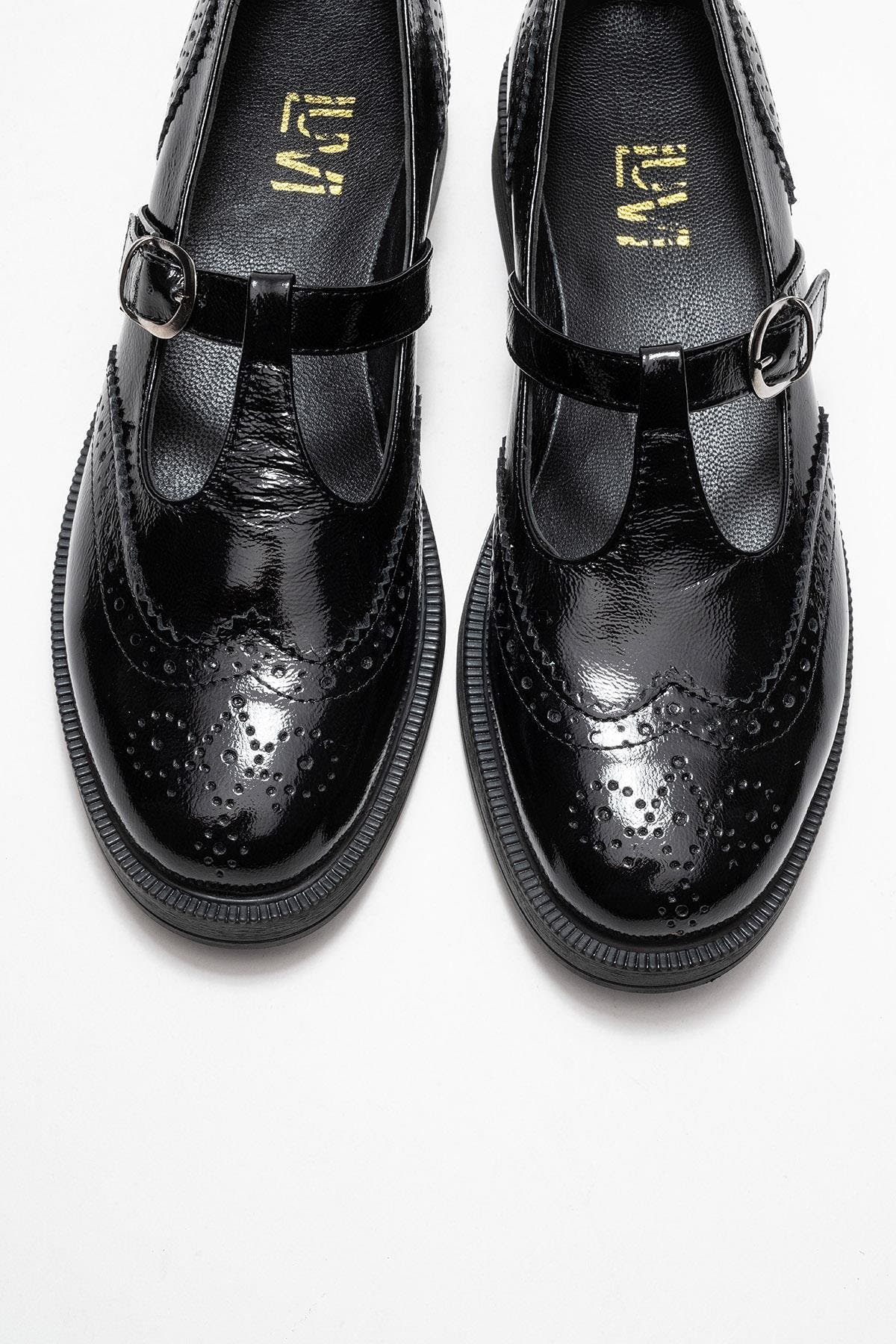 Janney Leather Strap Loafers, Alternate, color, Black Patent Leather