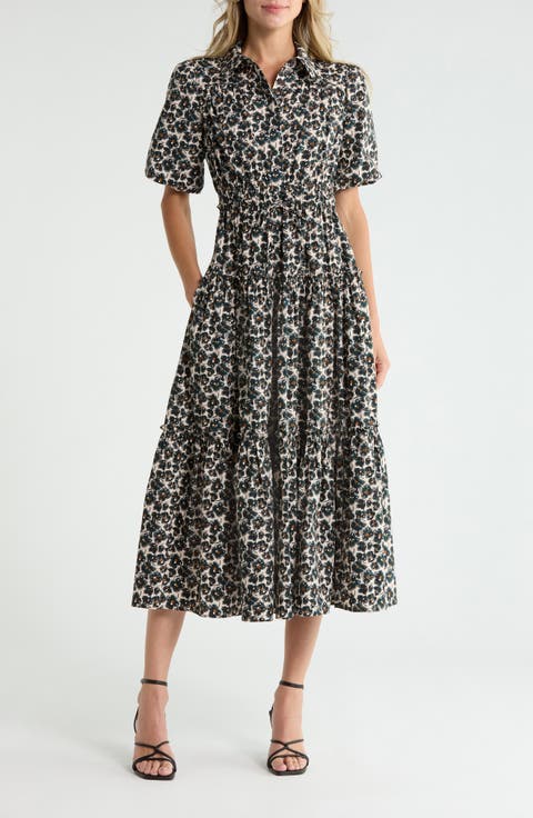 Dahlia Balloon Sleeve Cotton Shirtdress