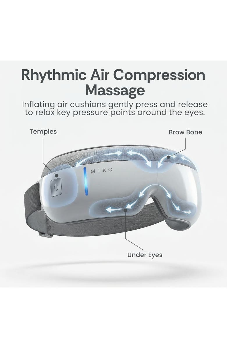 MIKO Gaze Eye Massager with Heat & Bluetooth, Alternate, color, White