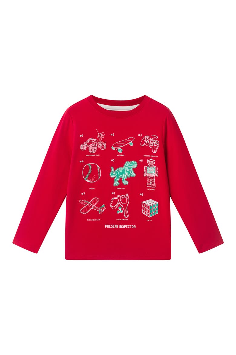Kids' Present Inspector Graphic Long Sleeve T-Shirt, Main, color, RED TOYS