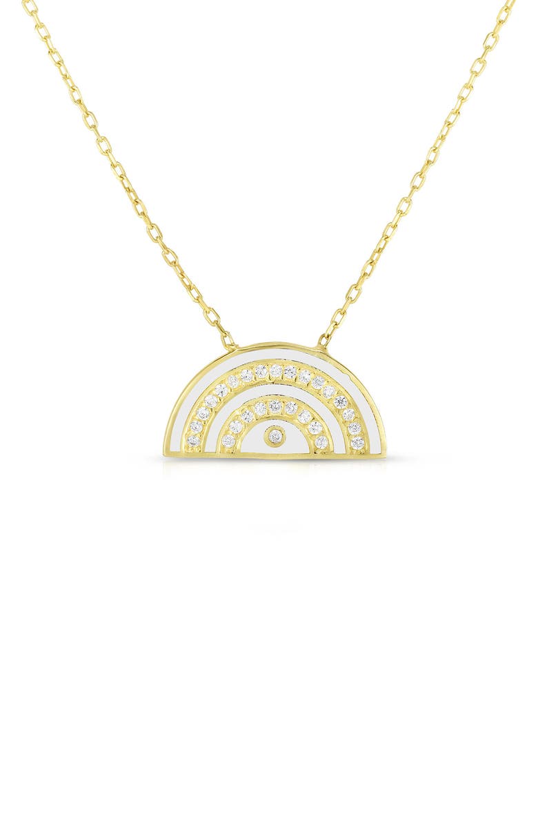 SPHERA MILANO Gold Vermeil CZ Rainbow Necklace, Main, color, Yellow Gold