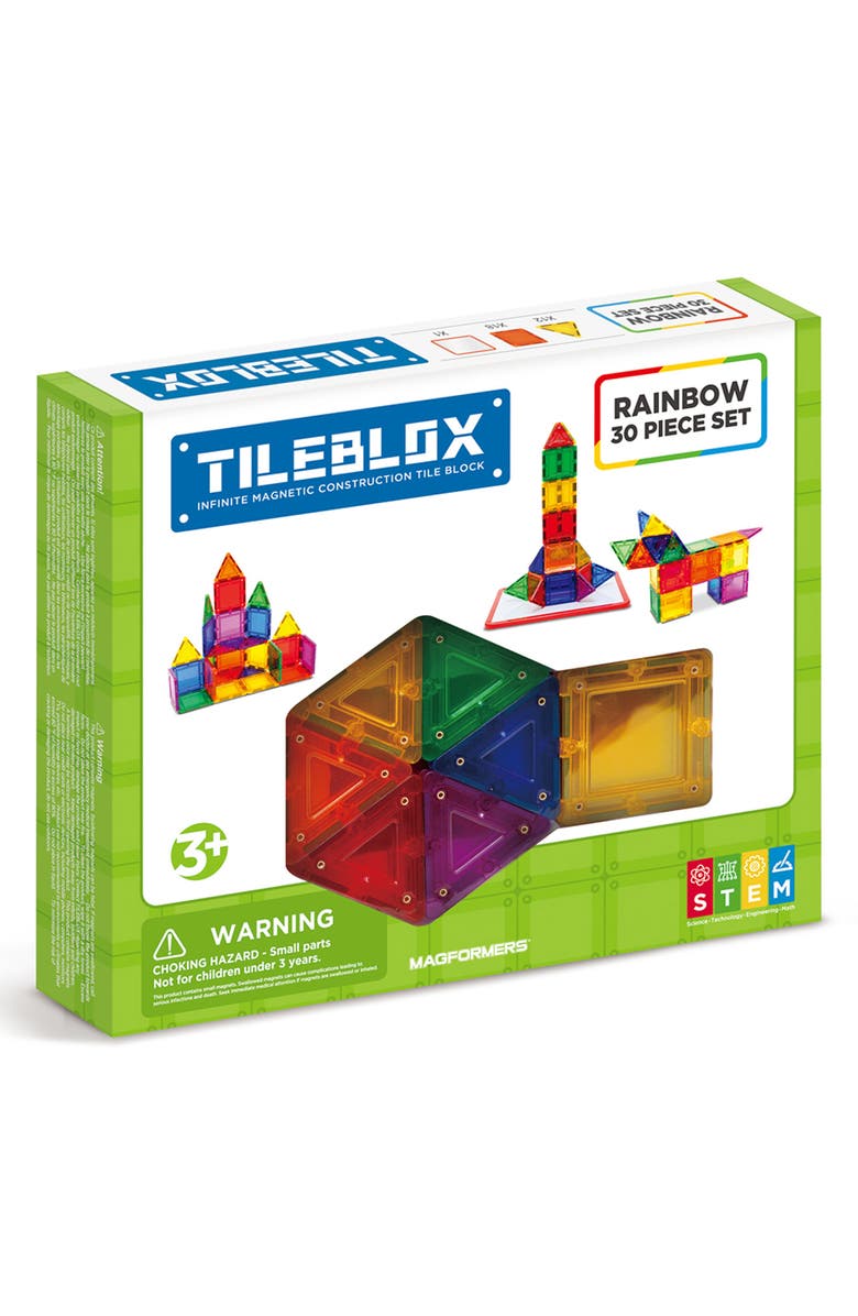Magformers Tileblox 30-Piece Rainbow Magnetic Construction Set, Main, color, 