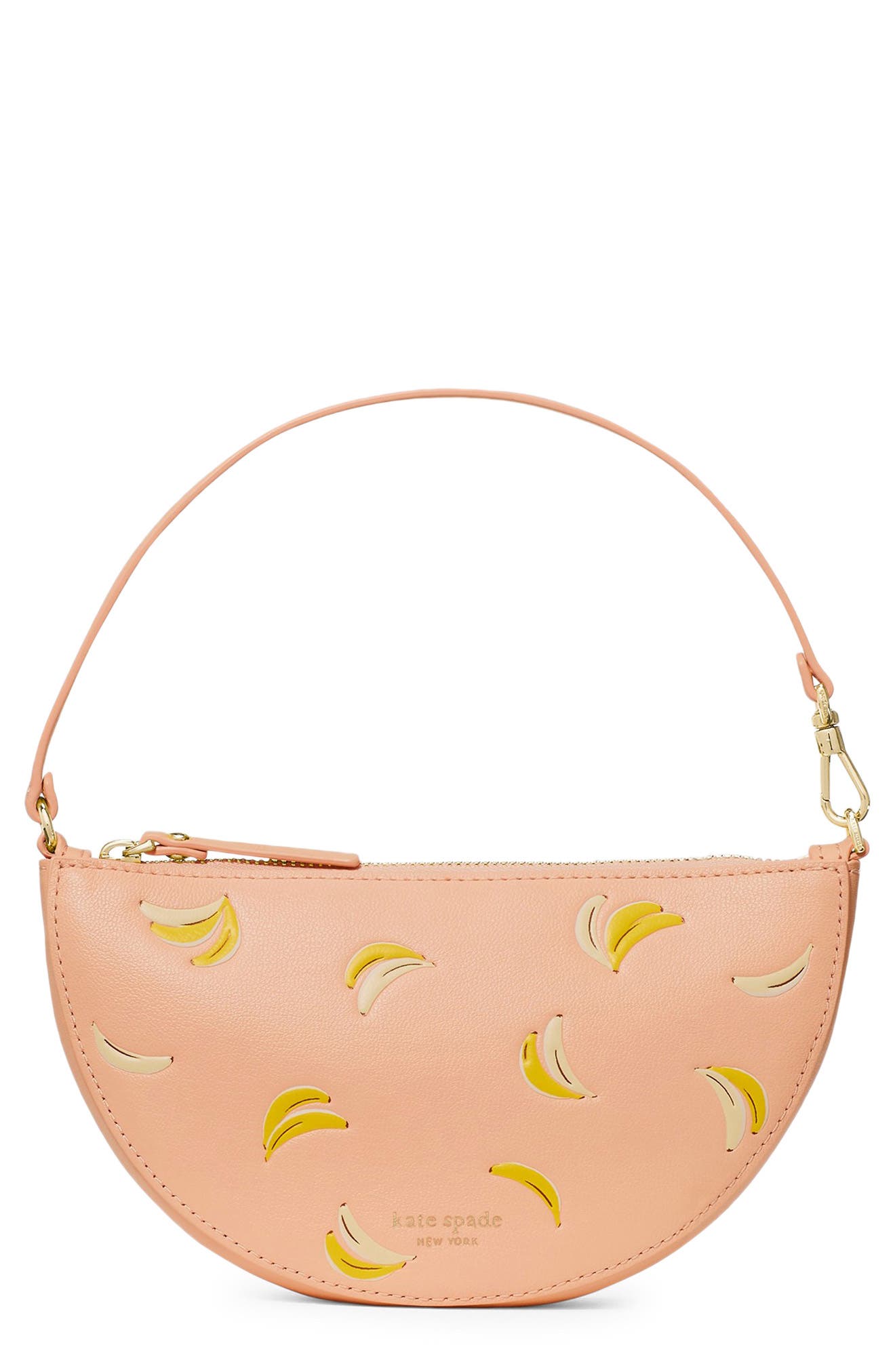 wink leather wristlet, Main, color, LIGHT CANTALOUPE