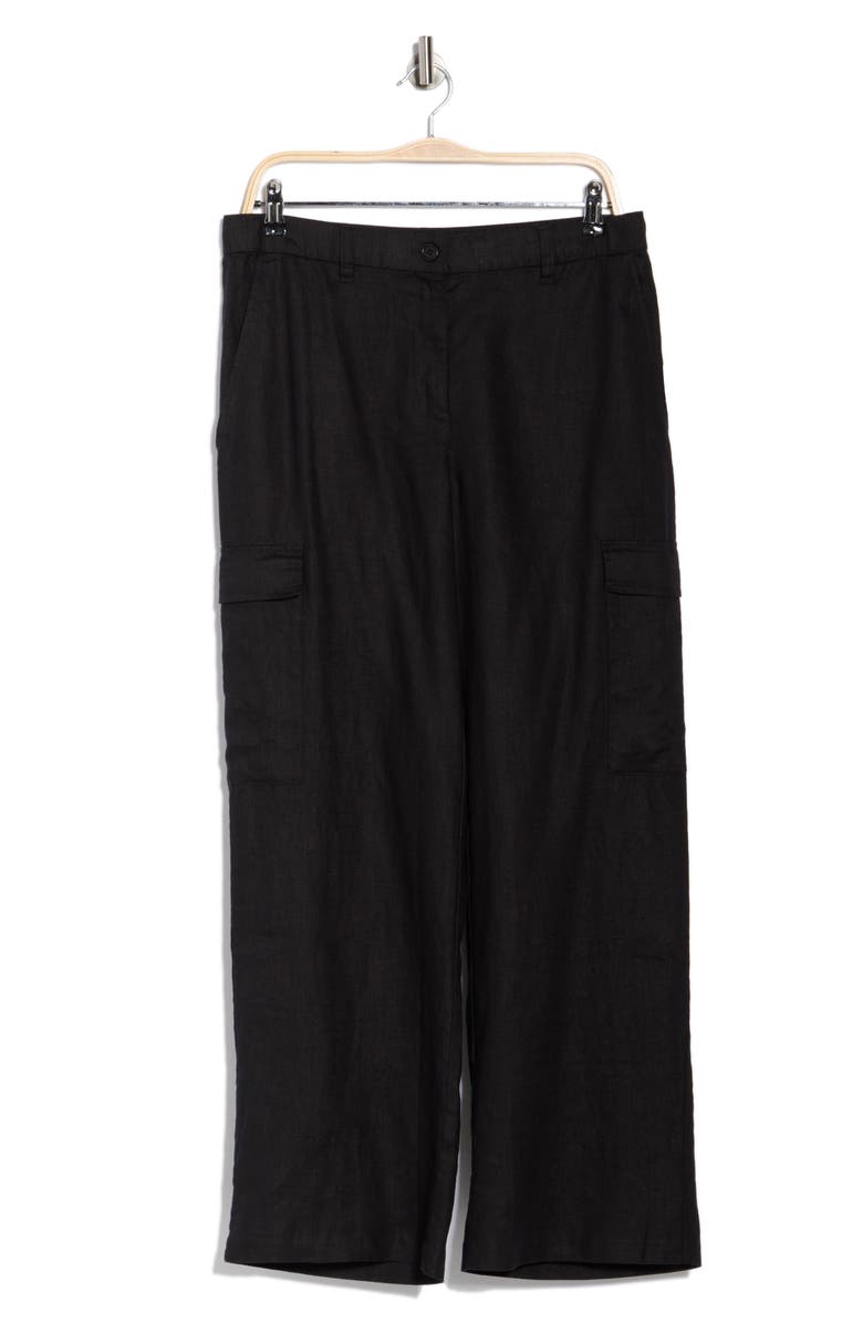 Eileen Fisher Wide Leg Cargo Pants, Main, color, Black