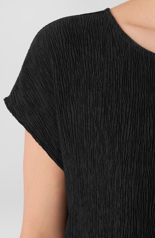 Eileen Fisher Short Sleeve Jacquard Maxi Dress In Black