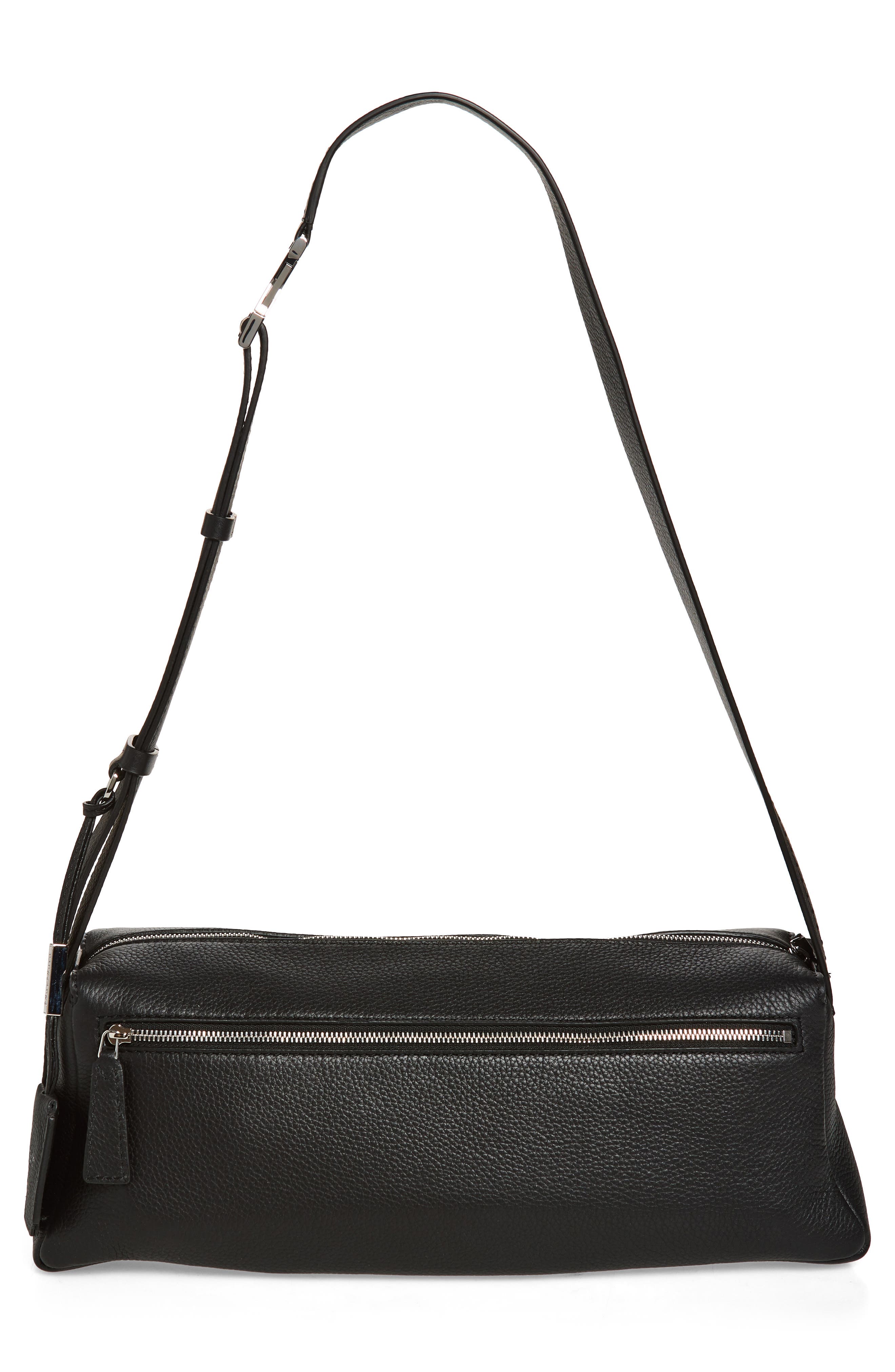 Max Mara Skippers Leather Shoulder Bag, Alternate, color, Black