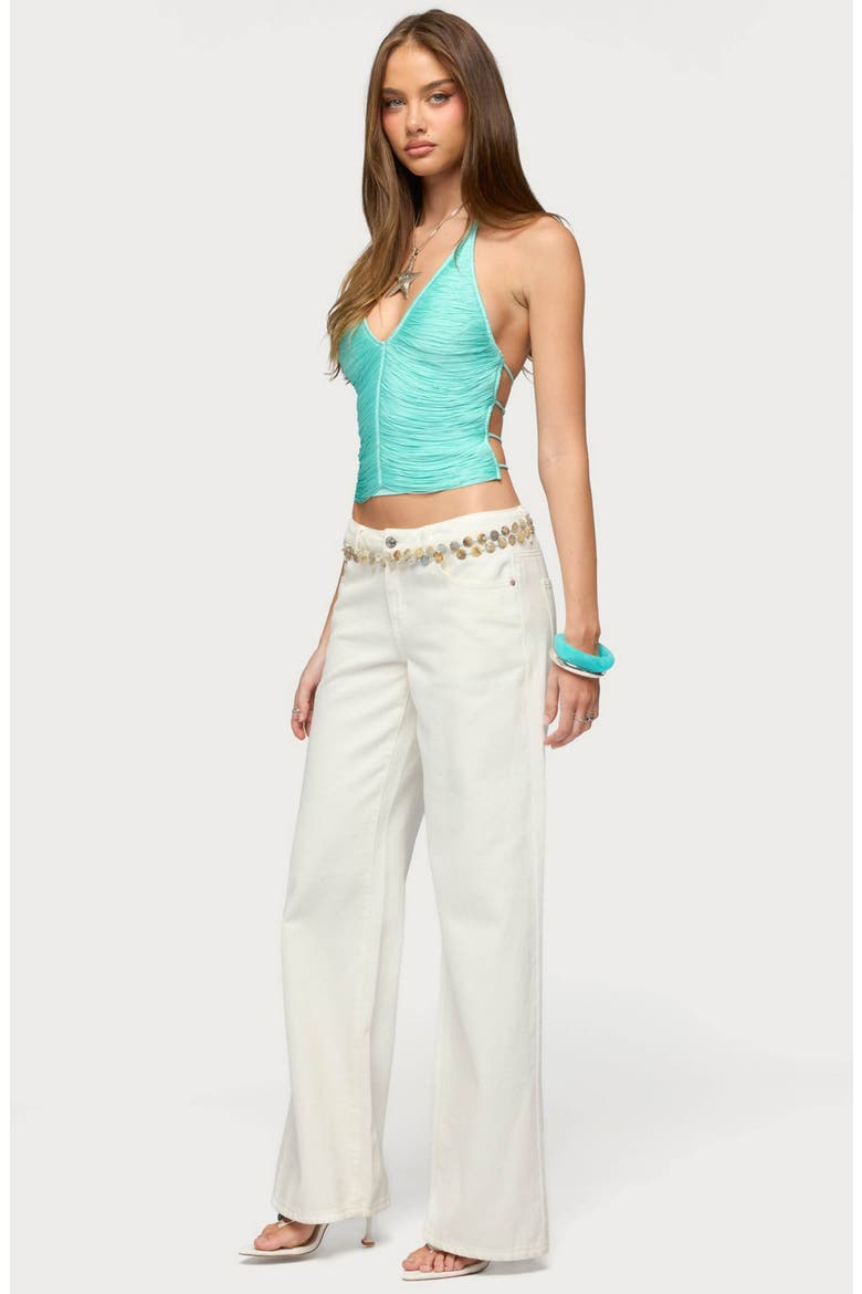 Bree Fringe Halter Top, Alternate, color, AQUA