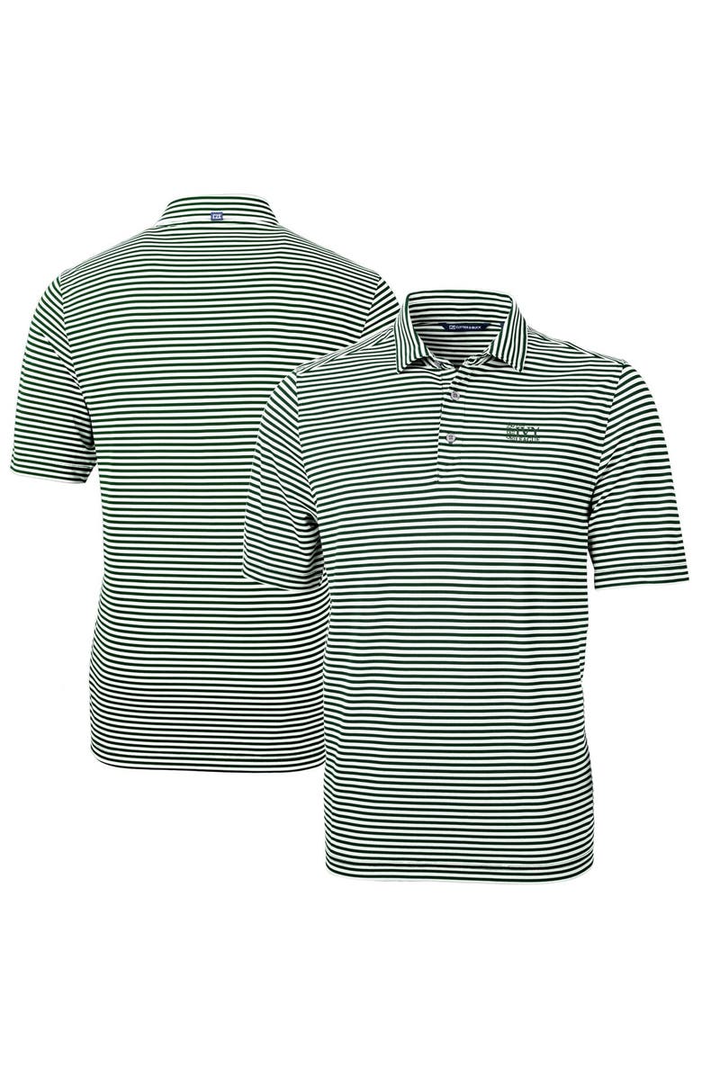 Cutter & Buck Men's Cutter & Buck  Hunter Green Ivy League DryTec Tri-Blend Virtue Eco Pique Stripe Recycled Polo, Alternate, color, 