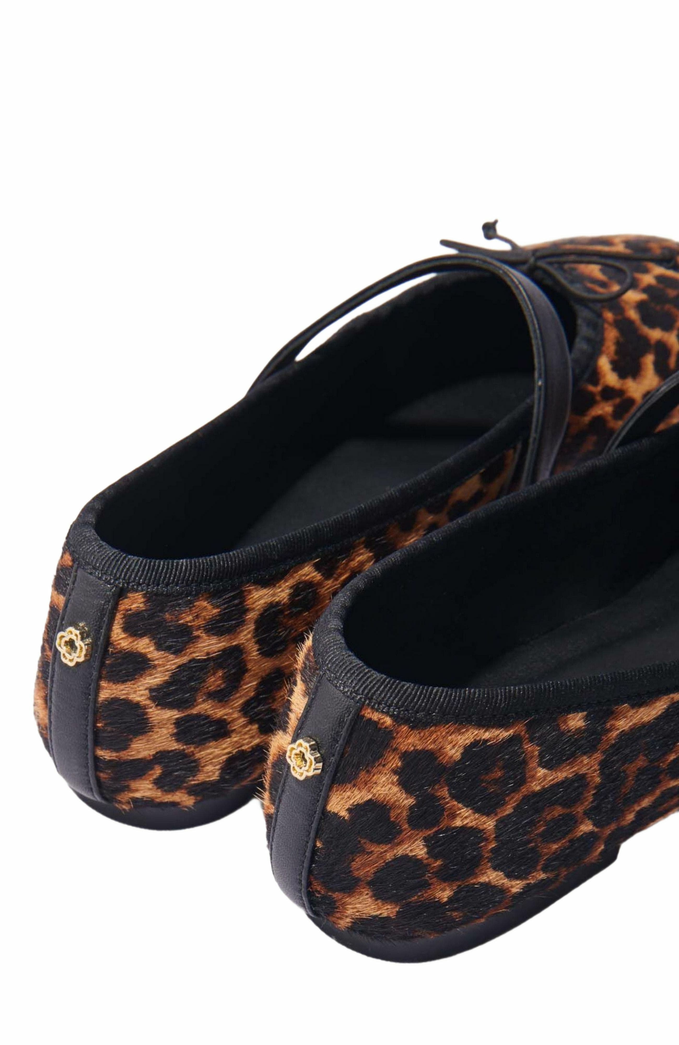 maje Leopard-effect leather ballet flats, Alternate, color, 