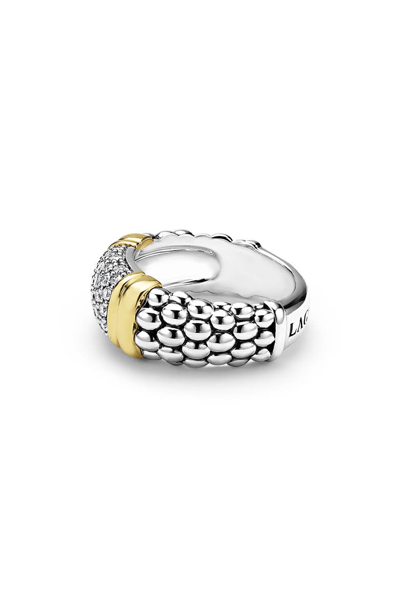 Signature Caviar Pavé Diamond Ring, 9mm, Alternate, color, TWO-TONE