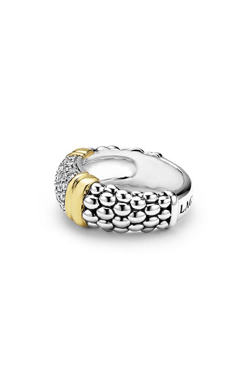 Lagos Signature Caviar Pavé Diamond Ring, 9mm In Two-tone