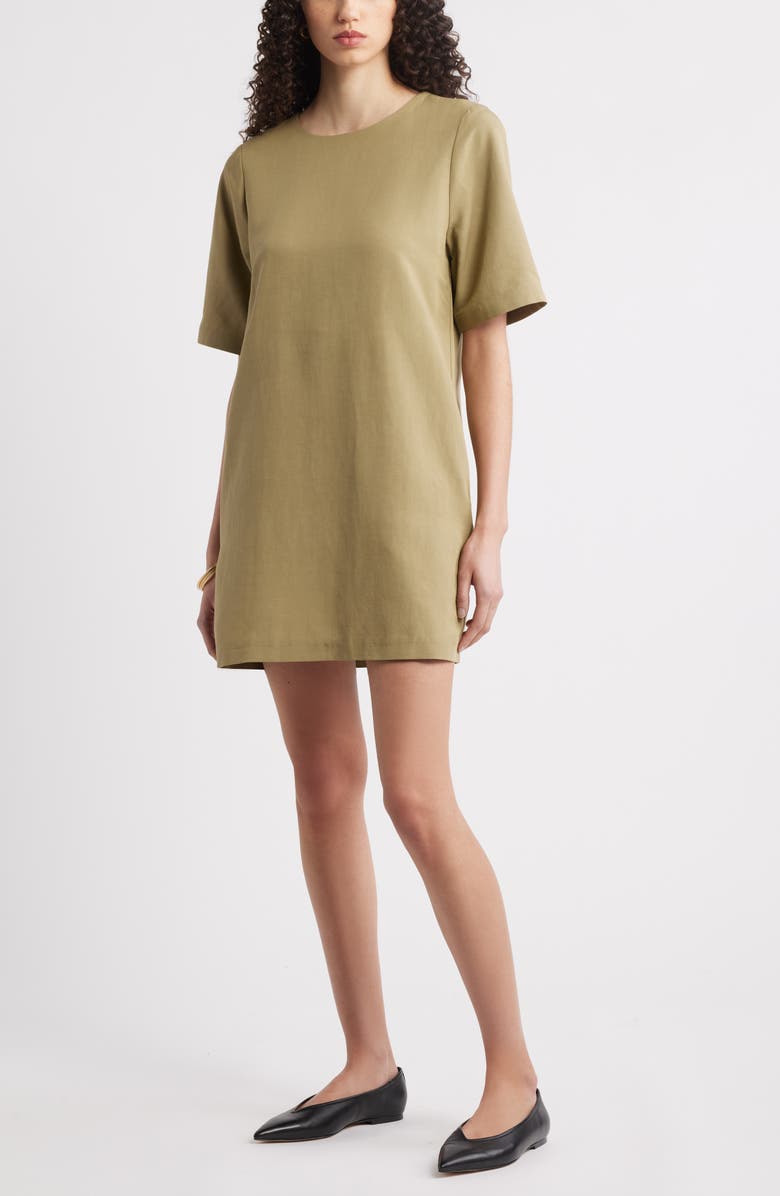 Nordstrom Short Sleeve Shift Dress, Main, color, Olive Covert