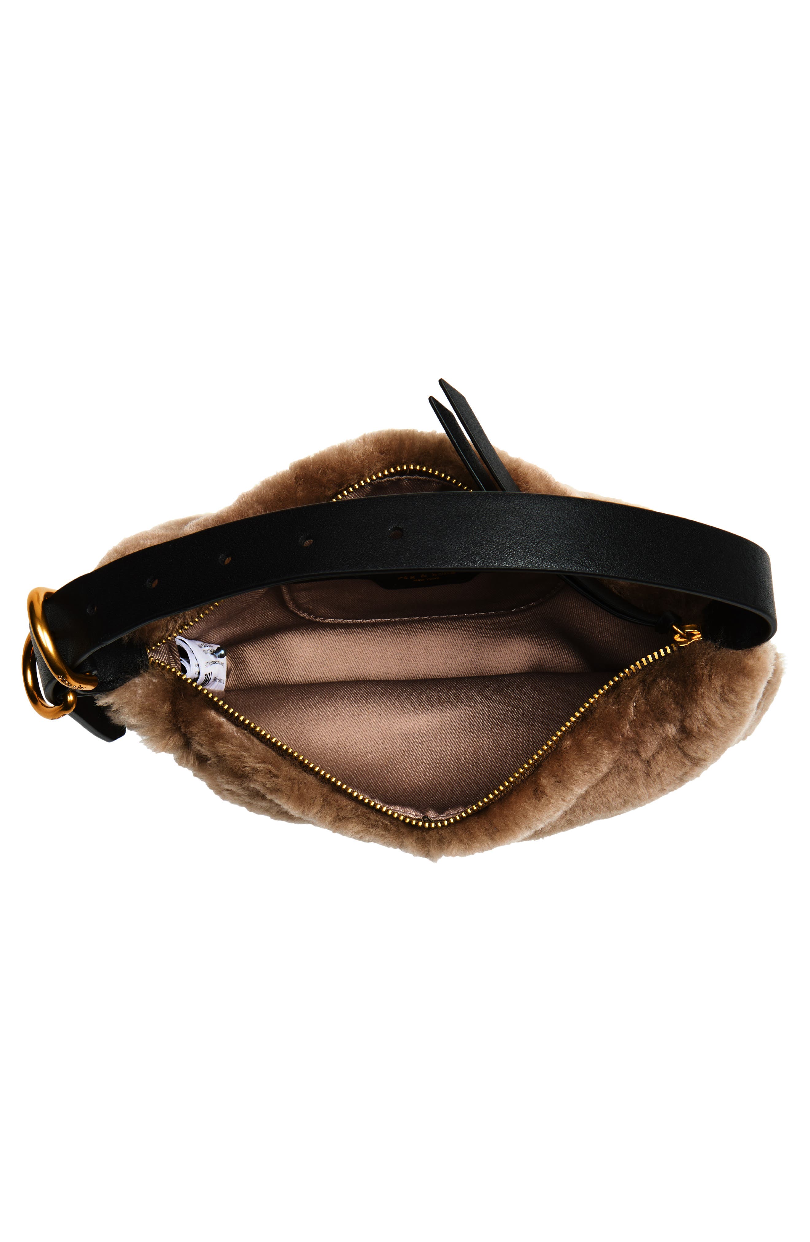 Mercer Small Genuine Shearling Hobo, Alternate, color, MINK