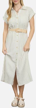 ZOE AND CLAIRE Stripe Belted Shirtdress