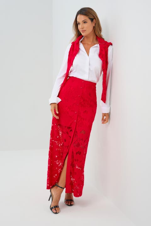 Ariel Ultralight & Lace Button Down Maxi Skirt