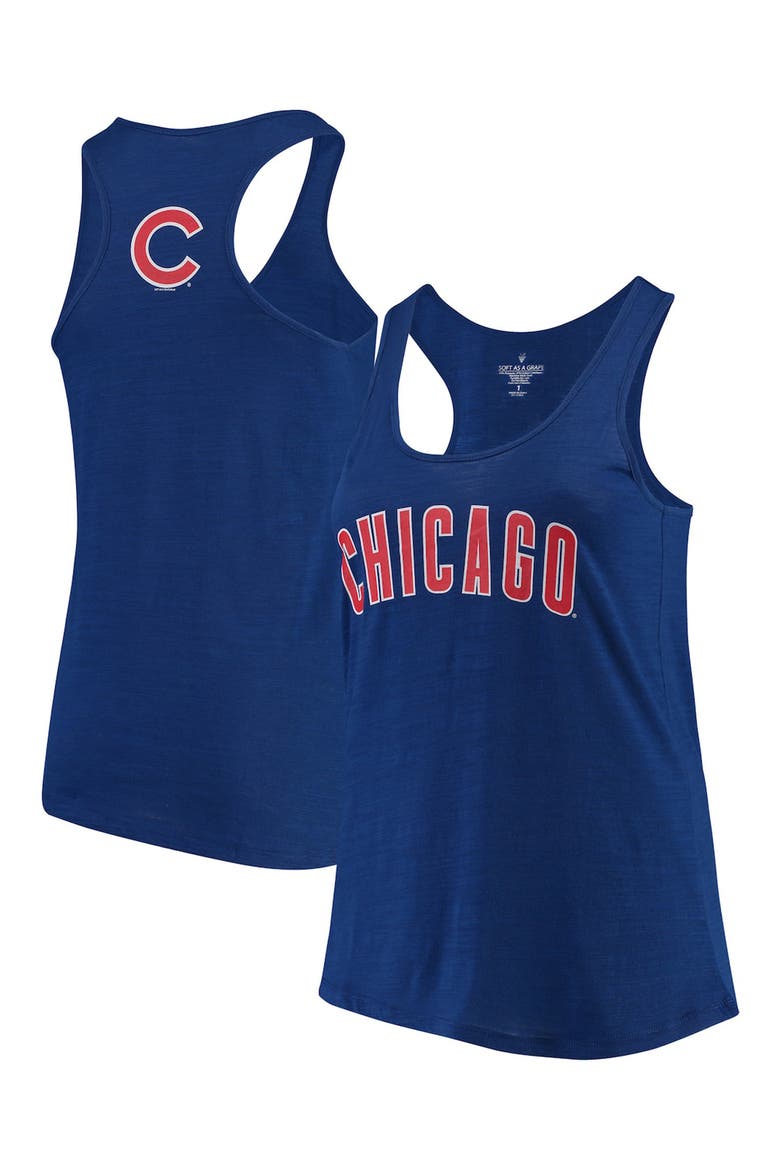 Women's Soft as a Grape Royal Chicago Cubs Plus Size Swing for the Fences Racerback Tank Top, Alternate, color, ROYAL