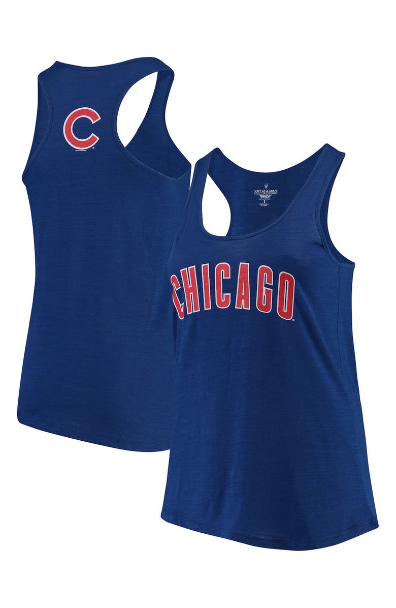 SOFT AS A GRAPE Women's Soft as a Grape Royal Chicago Cubs Plus Size Swing for the Fences Racerback Tank Top, Alternate, color, 