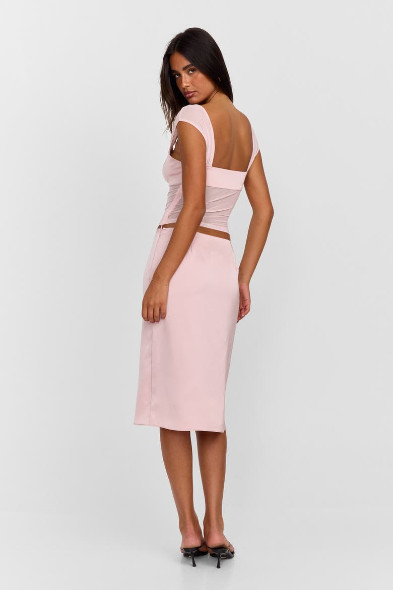 Anastasia Satin Midi Skirt, Alternate, color, Pink