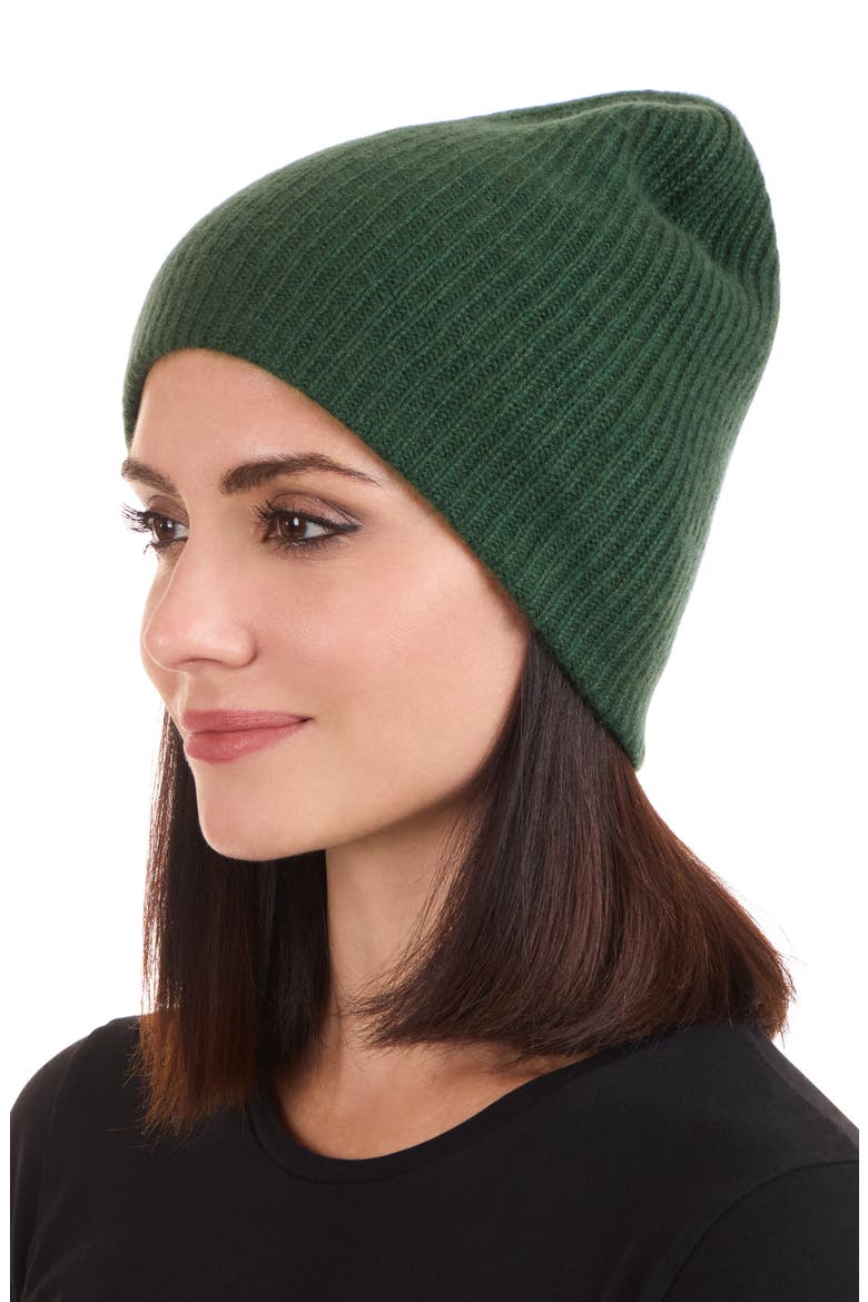 Cashmere Double Layer Rib Knit Beanie, Alternate, color, CEDAR