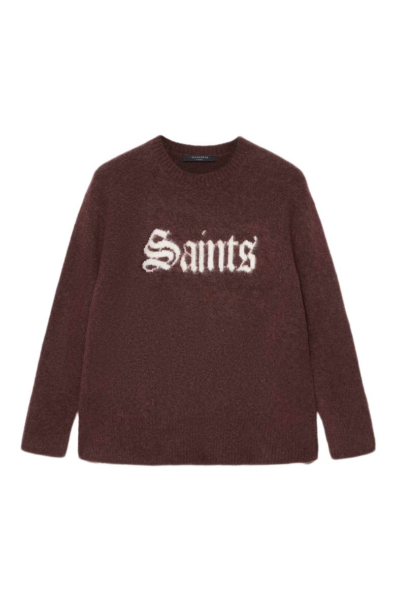 Saints & Sinners Crewneck Sweater, Alternate, color, BURNT BROWN