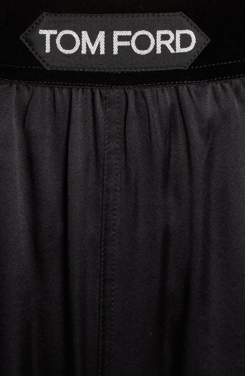 TOM FORD Stretch Silk Satin Pajama Pants, Alternate, color, Black
