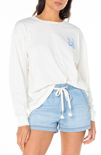 Roxy Celebration Long Sleeve Cotton Graphic T-shirt In White