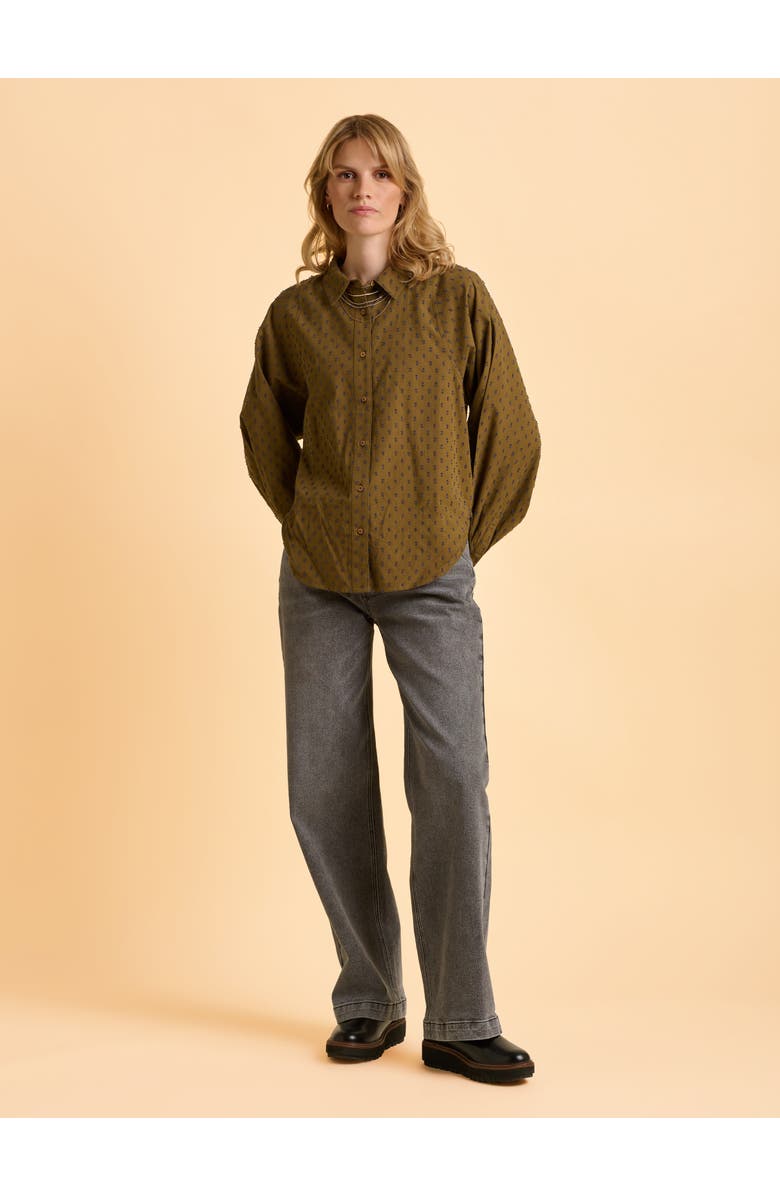 Brakeburn Julia Balloon Sleeve Loose Fit Shirt, Alternate, color, Khaki