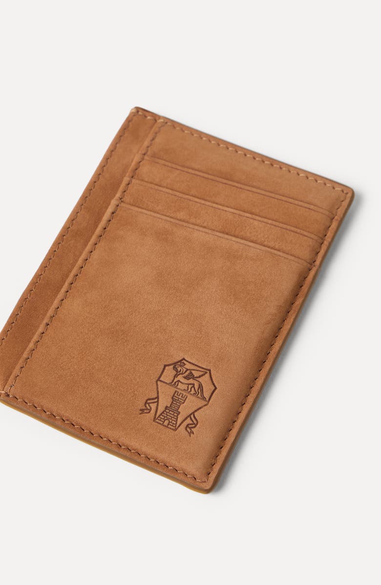Brunello Cucinelli Nubuck card holder, Alternate, color, Cognac