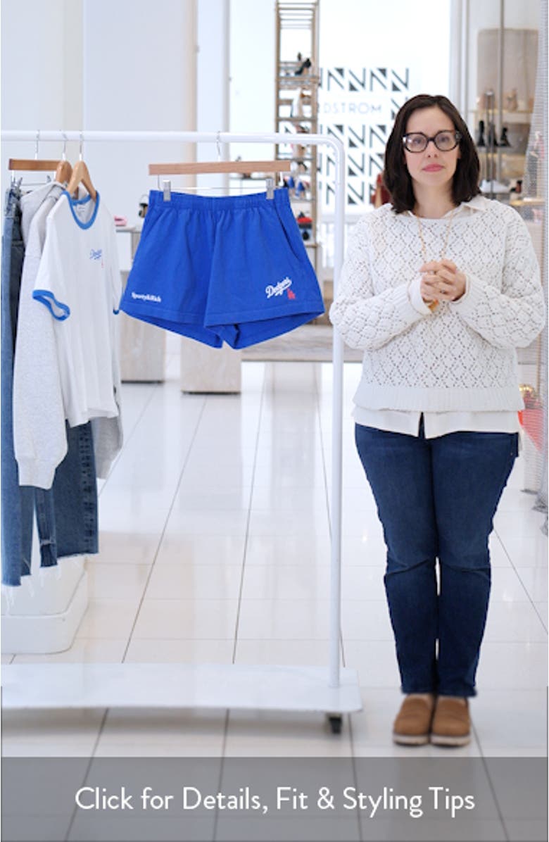 Dodgers Serif Disco Graphic Sweat Shorts, sales video thumbnail